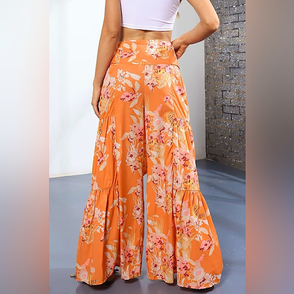 NWT-Plus Size High-Rise Tied Palazzo Pants - Picture 3 of 4